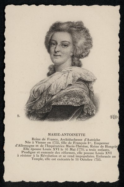 Marie-Antoinette királyné (litográfia) alkotó: French School