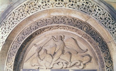 Dombormű a Szent Mihályt és a sárkányt ábrázoló timpanonról, 1137 alkotó: French School