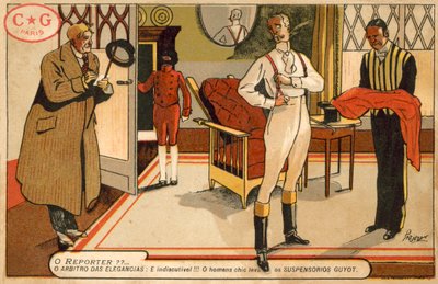 Riporter interjút készít egy öltöző úrral (chromolitho) alkotó: French School