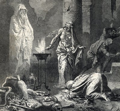 Az endori boszorkány (vagy endori Pythonisse) ábrázolása, egy kánaáni falu, amelyet Sámuel első könyve (Biblia) említ, és van egy talizmánja, amellyel Sámuel próféta szellemének nevezi, Saul király kérésére a közelmúltban döntött. az Isr alkotó: French School