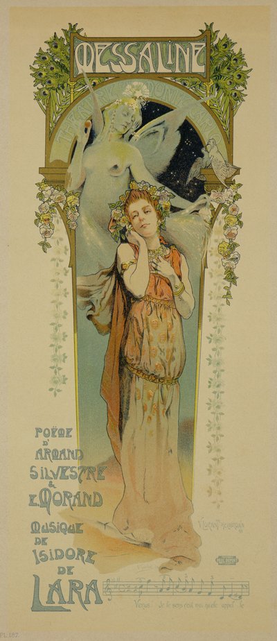 A Messaline című operát reklámozó plakát reprodukciója, Casino de Monte Carlo, 1898 alkotó: French School