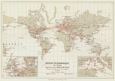 Globe Telegraph Network (színes litho) alkotó: French School