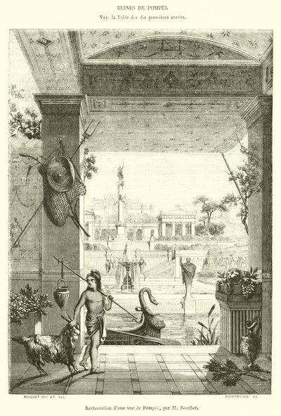 Pompei látképének restaurálása (metszet) alkotó: French School