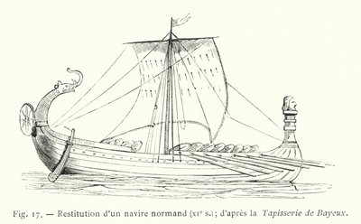 Egy normann hajó visszaszolgáltatása, 11. század; a Bayeux-i kárpit után (metszet) alkotó: French School