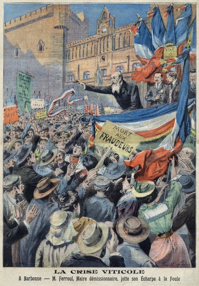 A dél-franciaországi szőlőültetvények lázadása 1907-ben (nyomtatás) alkotó: French School