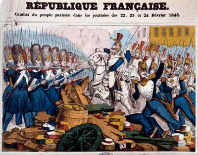 1848-as forradalom: a párizsi nép harca a barikádokon február 22-én, 23-án és 24-én alkotó: French School