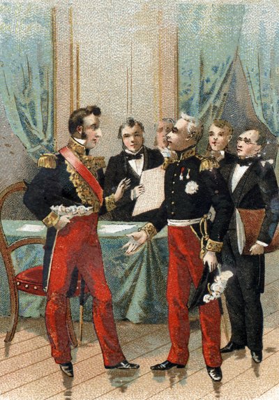 1830. júliusi forradalom: „Te vagy a köztársaságok legjobbja” – mondta La fayette (Lafayette) Orléans hercegének, aki 1830. július 26-án I. Lajos Fülöp (1773-1850), a francia király lett. . alkotó: French School
