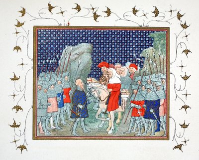 II. Richárd elárulta Penmaur Rhosban, és Northumberland hercege fogságba esett, faxmásolat a Le Prinse et Mort du Roy Richartból, Jean Cretontól, újranyomva 19. század alkotó: French School