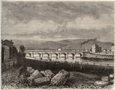 Roanne - Loire, a Rhône-Alpes régióban - V.A. Malt-Brown metszet a „La France illustrée: földrajz, történelem, statisztikai igazgatás”-ban. 1884 alkotó: French School