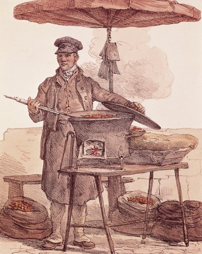 Sült gesztenye eladó, nyomtatott, Franciaország alkotó: French School