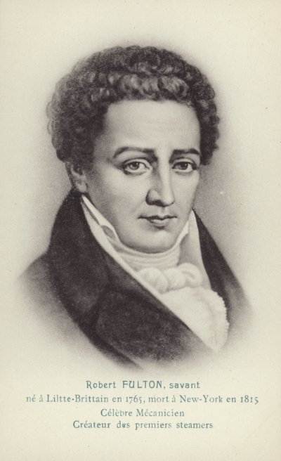 Robert Fulton (1765-1815), amerikai mérnök, feltaláló és a gőzhajózás úttörője (litho) alkotó: French School