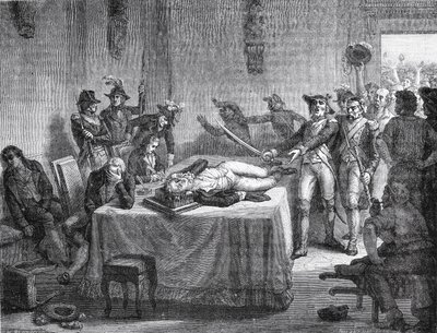 Robespierre kivégzésre vár, miután 1794-ben állkapcson lőtte magát alkotó: French School