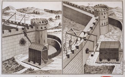 Roman Battering Rams, Denis Diderot (1713-84) Encyclopedie des Sciences et Metiers című könyvéből, megjelent 1770 körül alkotó: French School