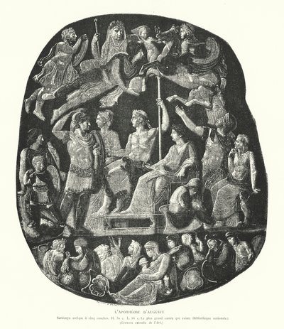 Római ónix-kameó, amely Augustus császár apoteózisát ábrázolja (metszet) alkotó: French School