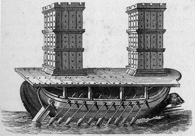 Római hajó egy tornya. Metszet a „La Marine et les colonies: kereskedelem alkotó: French School