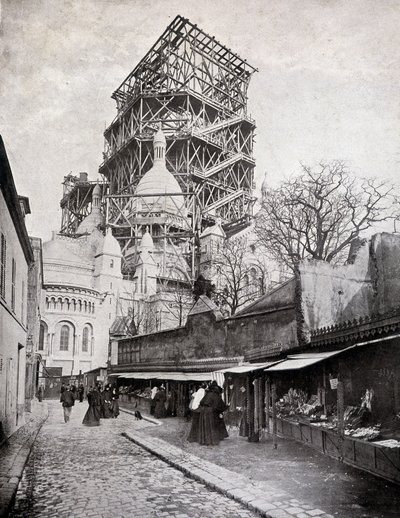 Rózsafüzér-kereskedők az épülő Szent Szív templomban, 19. század vége alkotó: French School