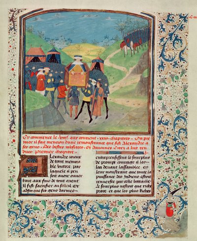 Roy 17 FI f.198 Nagy Sándor megszólítja embereit abban a reményben, hogy ráveheti őket, hogy folytassanak Indiába, Quinte Curse Ruffe des Fais du Grant Alexandre-tól, 1468 körül (vellum) alkotó: French School