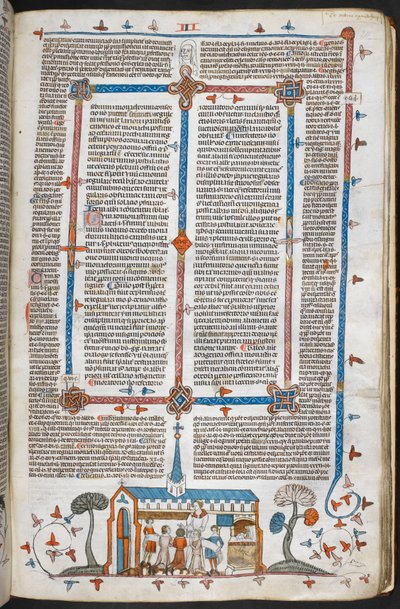 Royal MS 10 E IV f.211r, áldozók áldozóiról szóló jelenet egy misén, 1300-40 körül (toll, tinta és tempera pergamenen) alkotó: French School