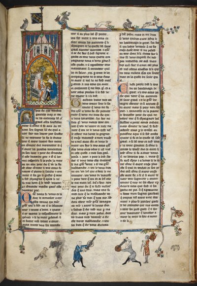 Royal Ms 14 e III f.140r II. Henrik angol írnokkal, illusztráció a "Story of the Holy Grail, The Quest of the Holy Grail, Morte Arthur" c. 1315-25-ből (vellum) alkotó: French School