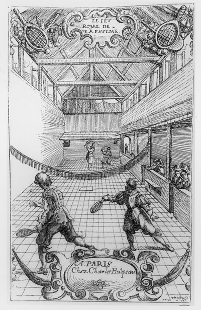 Royal Tennis, a Jeu Royal de la Paume előlapja, 1632 alkotó: French School