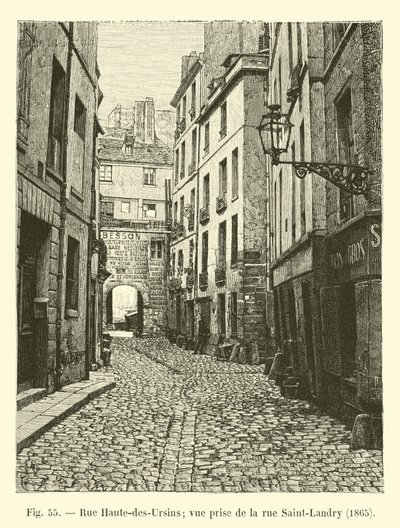 Rue Haute-des-Ursins; kilátás a rue Saint-Landry felől, 1865 alkotó: French School