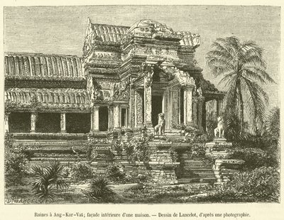 Angkor-Vat romjai, egy ház belső homlokzata (metszet) alkotó: French School