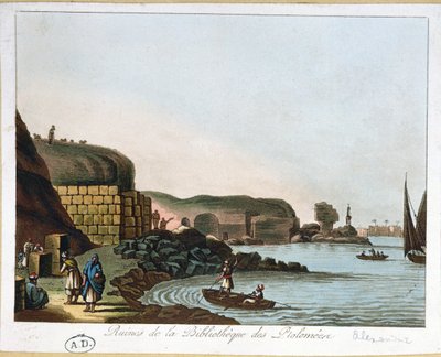 A Ptolemaios-könyvtár romjai Alexandriában, Egyiptomban, 1811 alkotó: French School