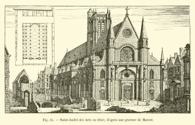 Saint-Andre des Arts 1650-ben; Marrot metszete után alkotó: French School