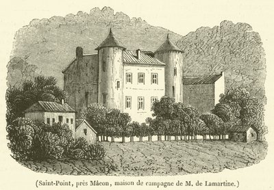 Saint-Point, Macon közelében, Madame de Lamartine vidéki háza (metszet) alkotó: French School