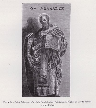 Szent Atanáz; Dominichino után, A Róma melletti Grotta-Ferrata templom festményei (metszet) alkotó: French School