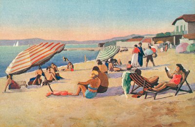 Saint Tropez: A bouillabaisse strand (színes litográfia) alkotó: French School