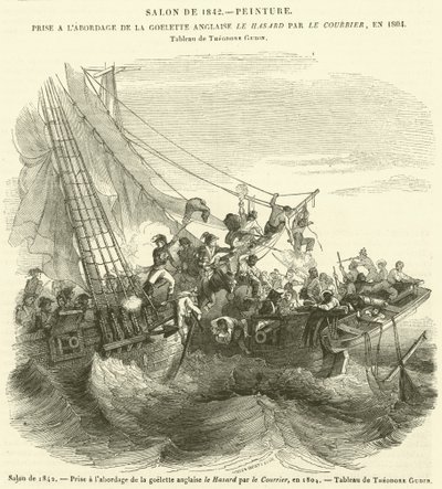 1842-es szalon, a Le Hasard angol szkúner fedélzetére vitte a Courrier, 1804-ben (metszet) alkotó: French School