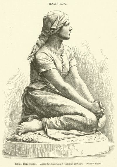 1872-es szalon, szobrászat, Jeanne Darc, inspiráció és felbontás (metszet) alkotó: French School