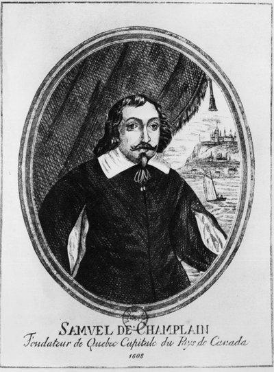 Samuel de Champlain (1570-1635), névtelen metszet. alkotó: French School