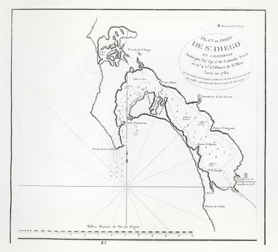 San Diego Bay, Kalifornia, a La Perouse útitervéből alkotó: French School
