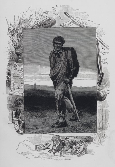 Jelenet a Nyomorultak című filmből, Victor Hugo: Jean Valjean (metszet) alkotó: French School