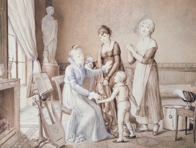 A családi élet jelenete, XIX. század eleje alkotó: French School