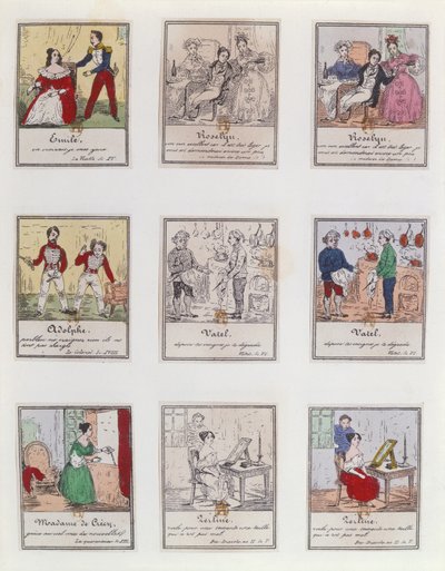 Jelenetek a 19. század eleji párizsi Vaudeville-ből és az Opera-Comique-ból, 1825-35 alkotó: French School