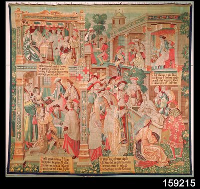 Jelenetek Szent Remigius († 533) reimsi püspök életéből: A gazdagok csodája Testamentum és egy halott feltámadása, 1531 alkotó: French School