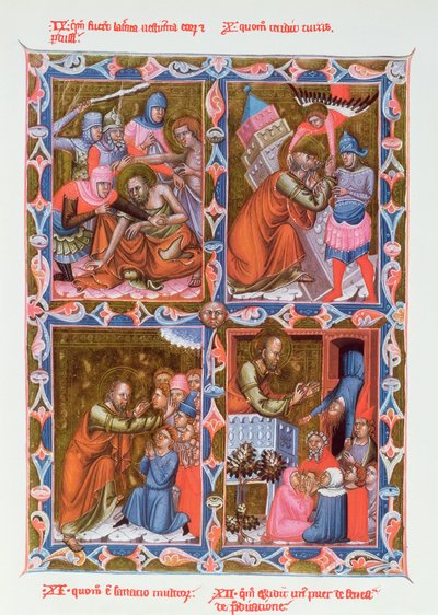 Jelenetek Szent Pál életéből, a bolognai iskola Legendaire des Anjou-Hongrie 15. századi kéziratának fakszimile alkotó: French School