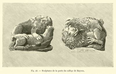 Szobrok a bayeux-i kollégium ajtaján (metszet) alkotó: French School