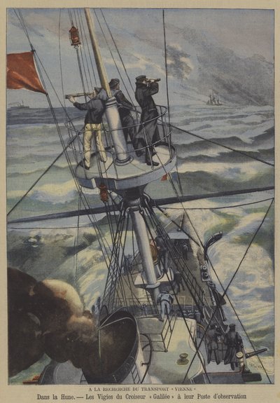 Az eltűnt francia Vienne hajó keresése (színes litho) alkotó: French School