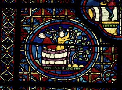 Szeptember, a Zodiákus ablakból, 13. század alkotó: French School