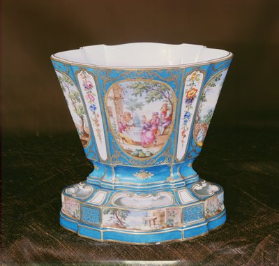 Sevres Eventail kék-celeste virágtartó (porcelán) alkotó: French School
