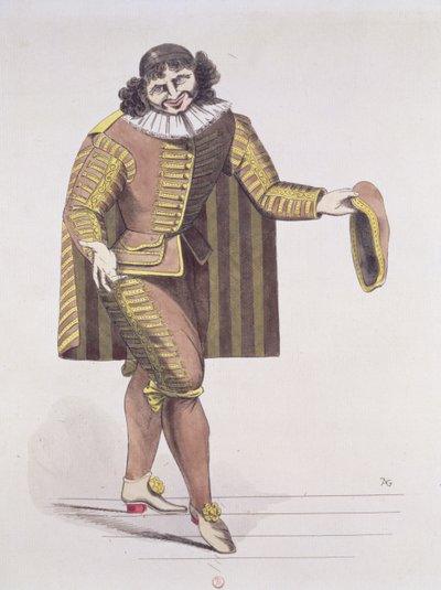 Sganarelle in LEcole des Maris, Moliere, premierje 1661. június 24-én a párizsi Palais-Royal Színházban (toll, tinta és WC papíron) alkotó: French School