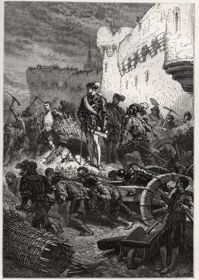 Metz ostroma (1552) - Francois de Guise és a metzi sáncokon készült alkotások - metszet a "" Franciaország története unokáimnak mesélt" című könyvéből" - Francois Guizot - 1872-1876 alkotó: French School