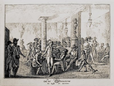 Sieyes és a Les Nationnaires a párizsi Café du Caveau-ban, 1789. augusztus (metszet) alkotó: French School
