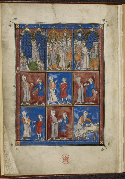 Sloane MS 1977 fol.5v Kilenc miniatúra bibliai és orvosi jelenetekkel, Chirurgia alkotó: French School