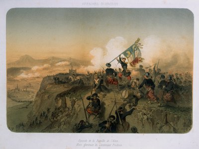 Katonák támadás alatt az almai csatában 1854. szeptember 20-án alkotó: French School