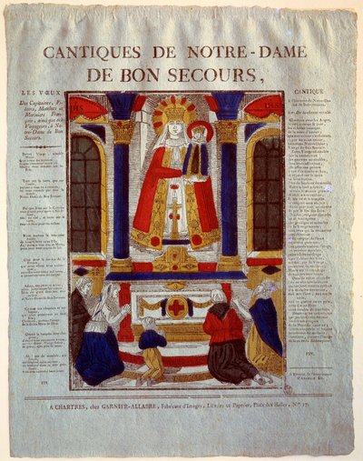 Lied Unserer Lieben Frau von der Guten Hilfe. Gravur des 19. Jahrhunderts. Paris, Museum der Volkskunst und Traditionen von French School
